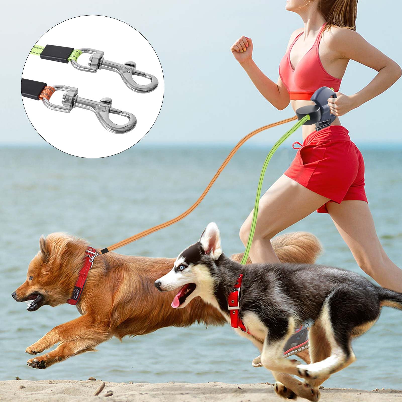 Guinzaglio Cane per 2 Cani Piccoli, 3 Meter Guinzaglio per Cani Allungabile Due, Guinzaglio Doppio Retrattile con Luce, 360° Senza Grovigli