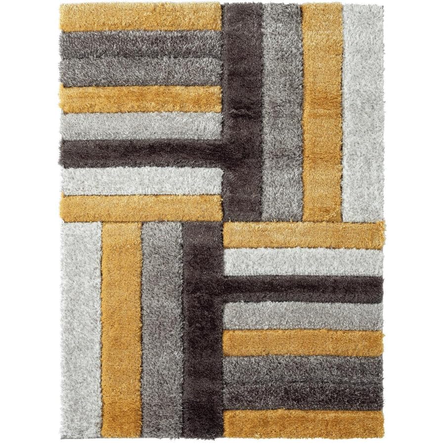 Image of Carpets for Living Room 4 x 6 Feet Soft Smooth Thick Non-Slip Fluffy Shaggy Area Rug for Bedroom, Drawing, Kids Room, Office with Upto 2 Inch Microfiber High Pile (Yellow Black A)