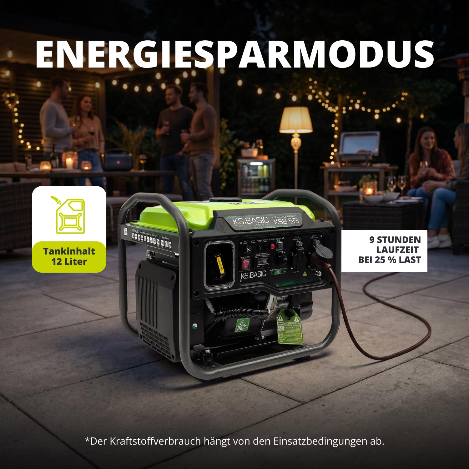 K&S BASIC 30i Inverter-Generator 2800W, 3000W maximal, kompakter Notstromaggregat Benzin, reine Sinuswelle, Stromerzeuger mit Eco-Modus, für Zuhause, Camping und Werkstattarbeiten, EURO 5.