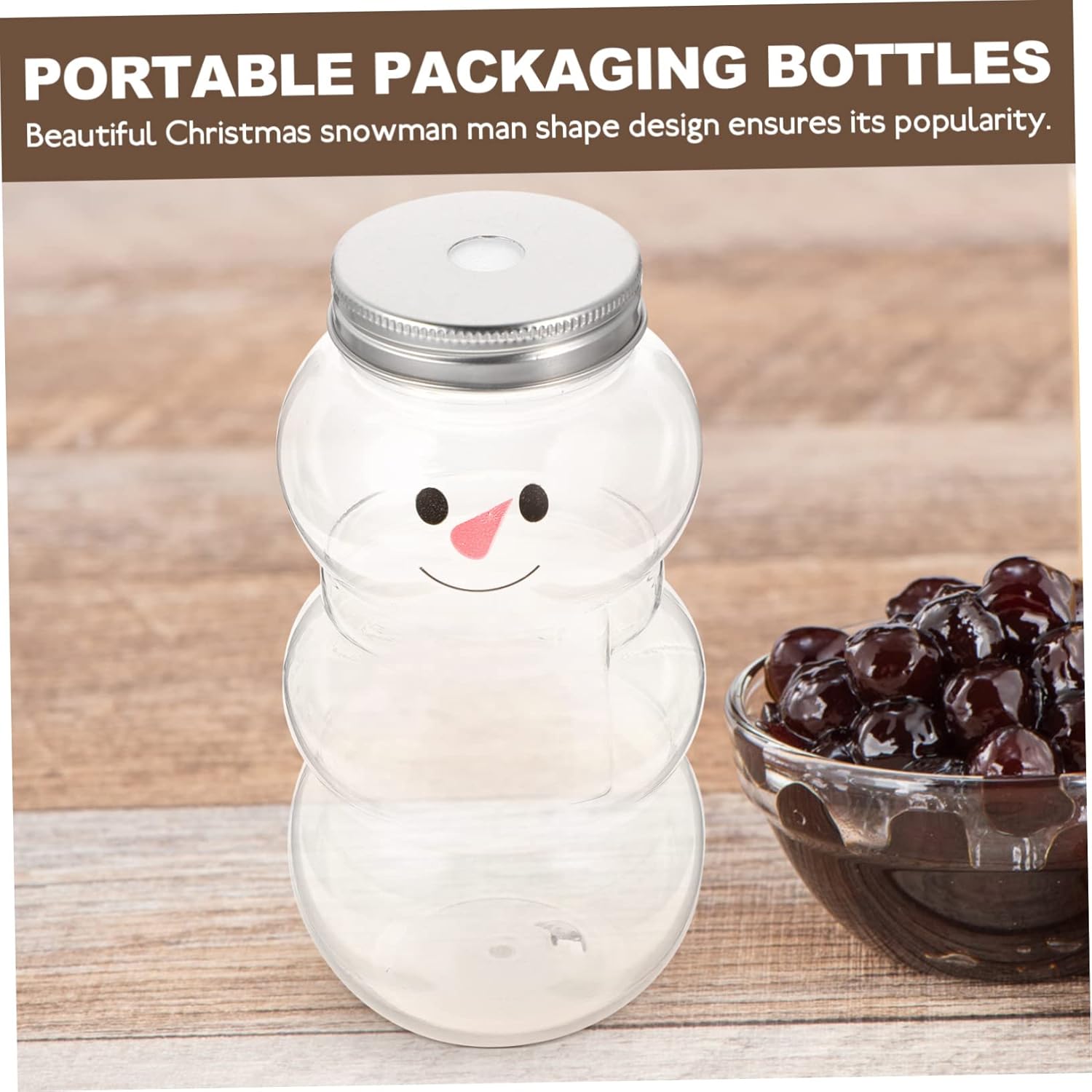 10pcs Christmas Juice Bottles Lids Sealed Beverage Containers for Water and Juice Portable Food-grade Pet Jars for School and Work Capacity
