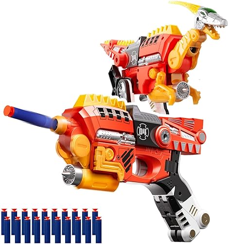 Pistola de juguete de dinosaurio de aleación transformadora  Juguete de morphing 2 en 1 (pistola a dinosaurio), pistola de juguete de bala suave con