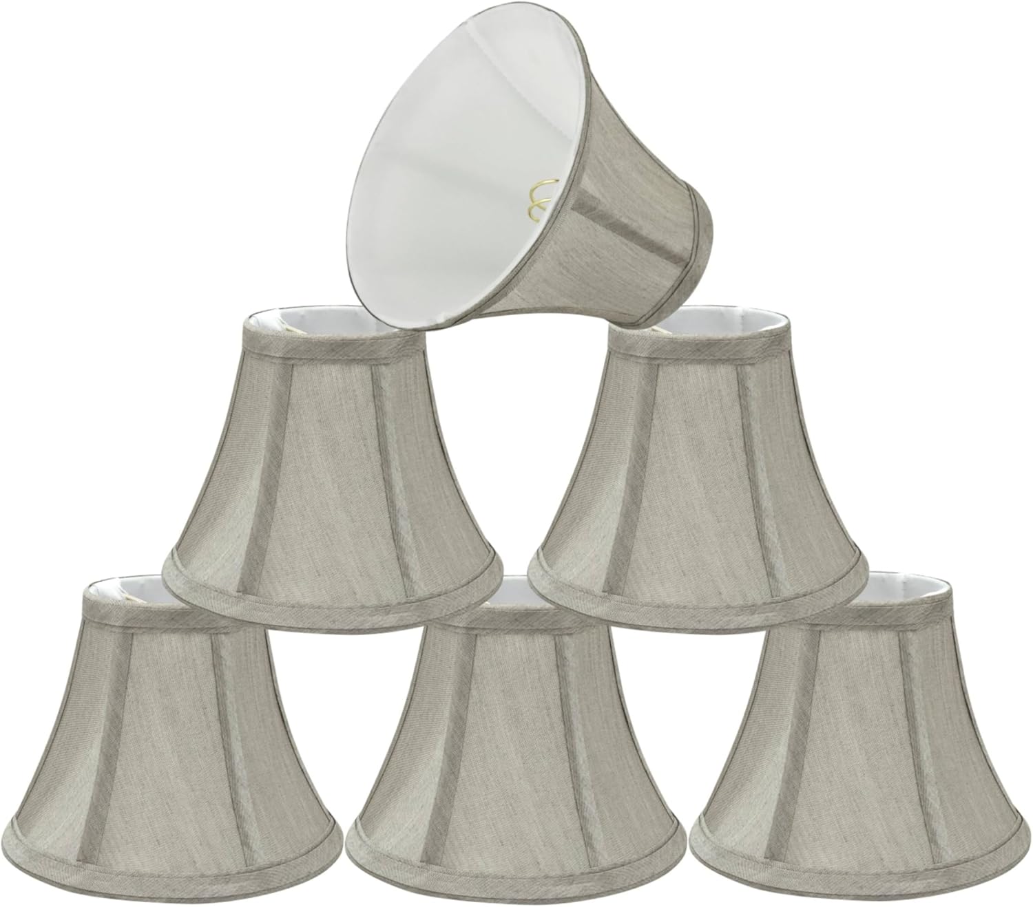 Aspen Creative 30033-6A, Bell Clip-On Chandelier Lamp Shade, Grey, 3" Top x 6" Bottom x 5" Slant Height, Set of 6