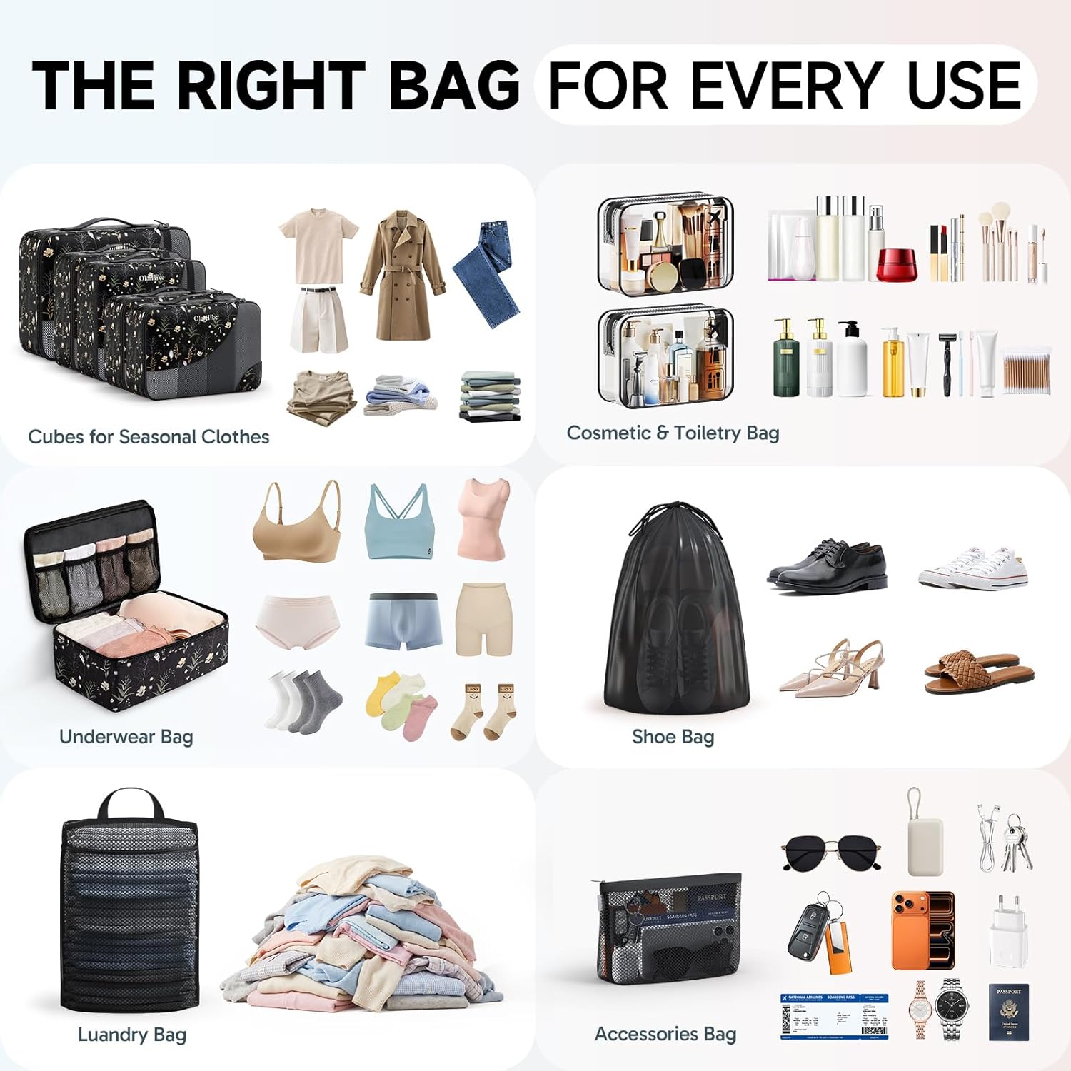 11 Set Packing Cubes for Travel, Gifts for Women Mom,Anti-Tearing Suitcase Organizer for Luggage Carts with Shoe & Hanging Toiletry Bag,OlarHike Vacation Essentials & Accessories for Cruise Ship