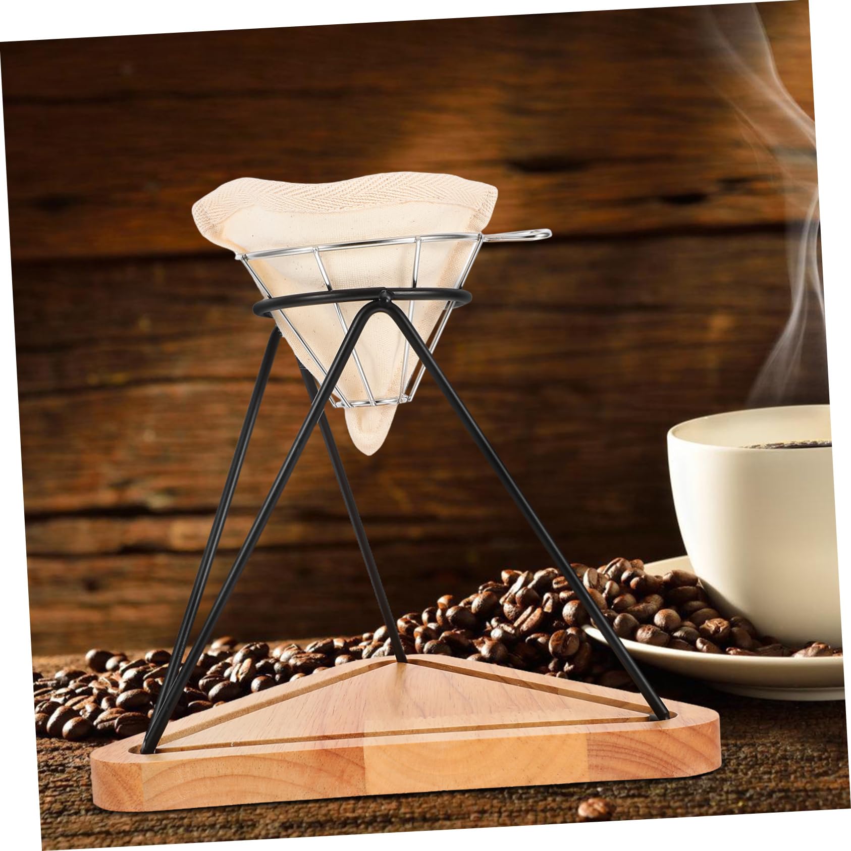 Kaffeefilterhalter aus Edelstahl, 1 Satz für Zuhause und Büro | Trichterkorb und Filtertuch, Wiederverwendbarer Tropfständer, Waschbar und Vielseitig