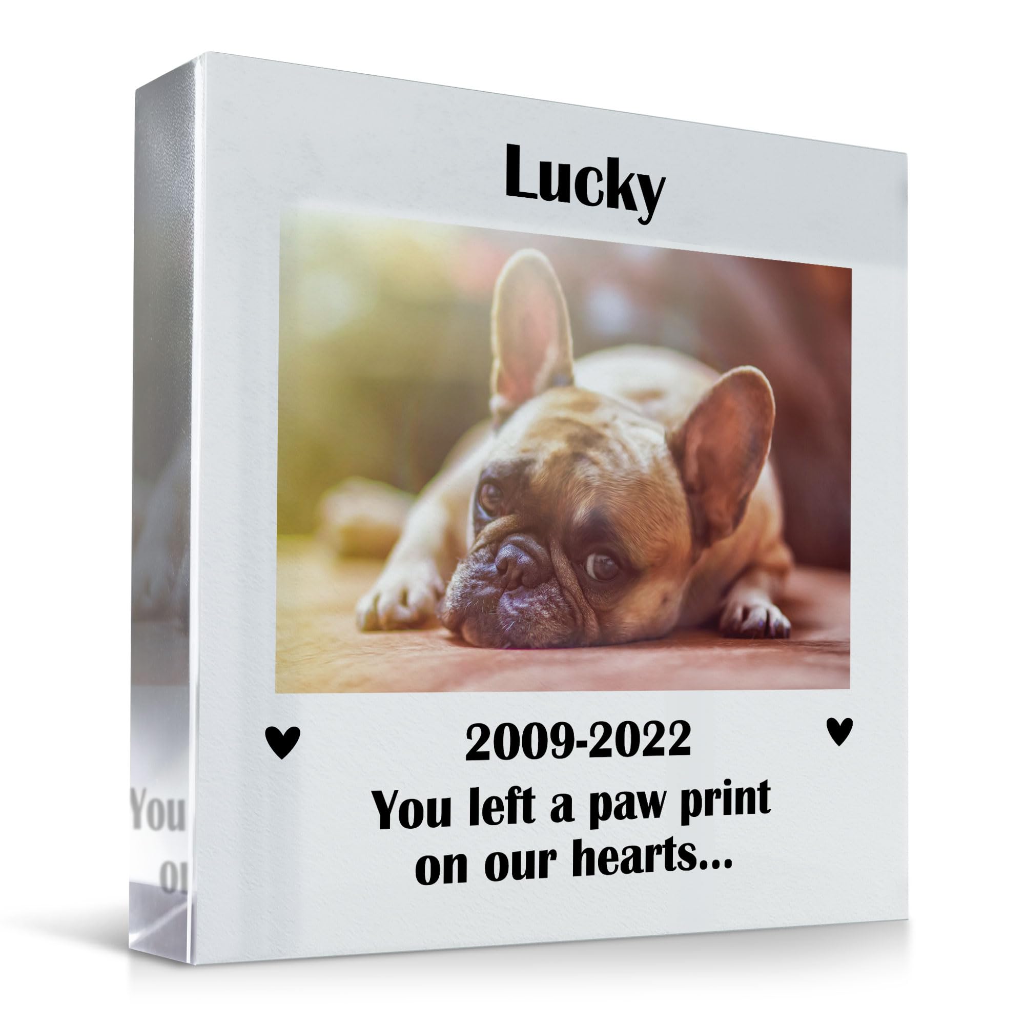 Red Ocean Personalised Pet Memorial Photo Block Dog Puppy Gift Keepsake Memorial Plaque