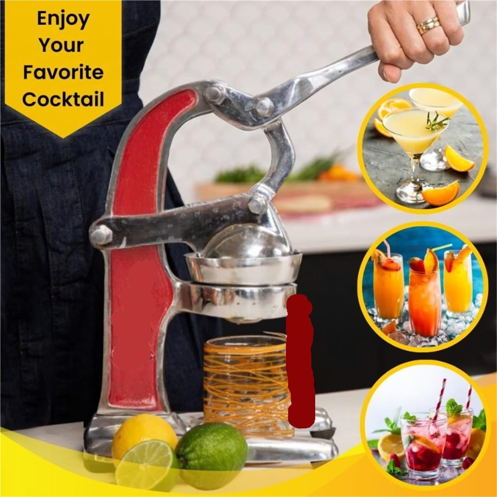 Spremiagrumi manuale professionale - Pressa manuale in alluminio pressofuso per arancia, limone, lime e pompelmo
