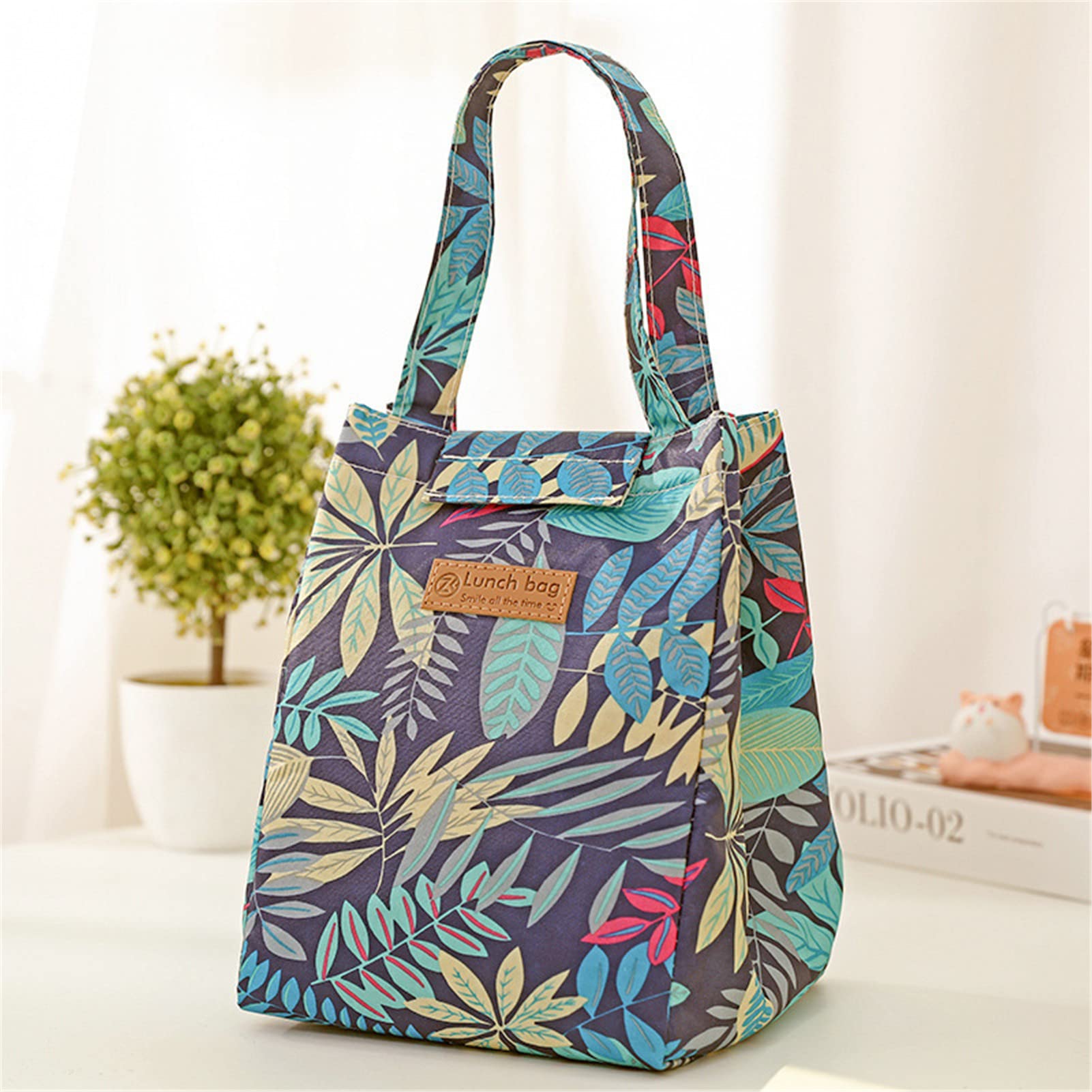 Borsa termica pranzo Picnic impermeabile riutilizzabile per lavoro scuola viaggi foglie verde