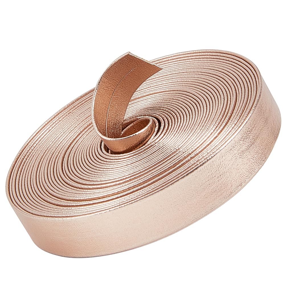 GORGECRAFT 5m*30mm de Bande de Cuir Métallisé Argenté de Sangles Plates en Cuir Synthétique Brillant Décapant de Dentelle Ruban de Perles Double Face Fournitures en Cuir Faux Cordon