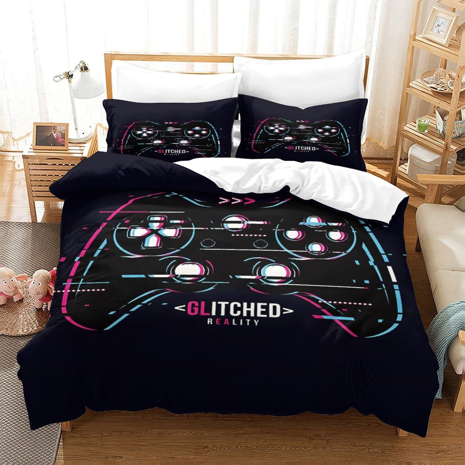 Funda Nórdica 3D Impresa Mando Gaming Microfibra Decoración Dormitorio Juego de Cama para Adolescentes Suave Transpirable Super King（260x220cm）