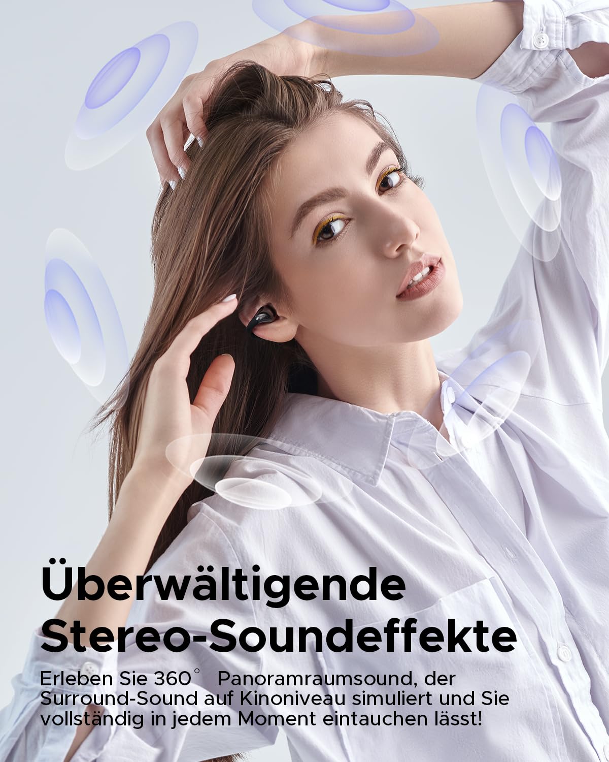 truefree B1 Open Ear Bluetooth Kopfhörer, Clip-On Kopfhörer Sport, Kabellose Bluetooth 5.4, Komfort-Ohrhörer, 3D-Klang, Dynamischer EQ, APP, Leichte Stabiles Nur 5 g, 25 Std Spielzeit