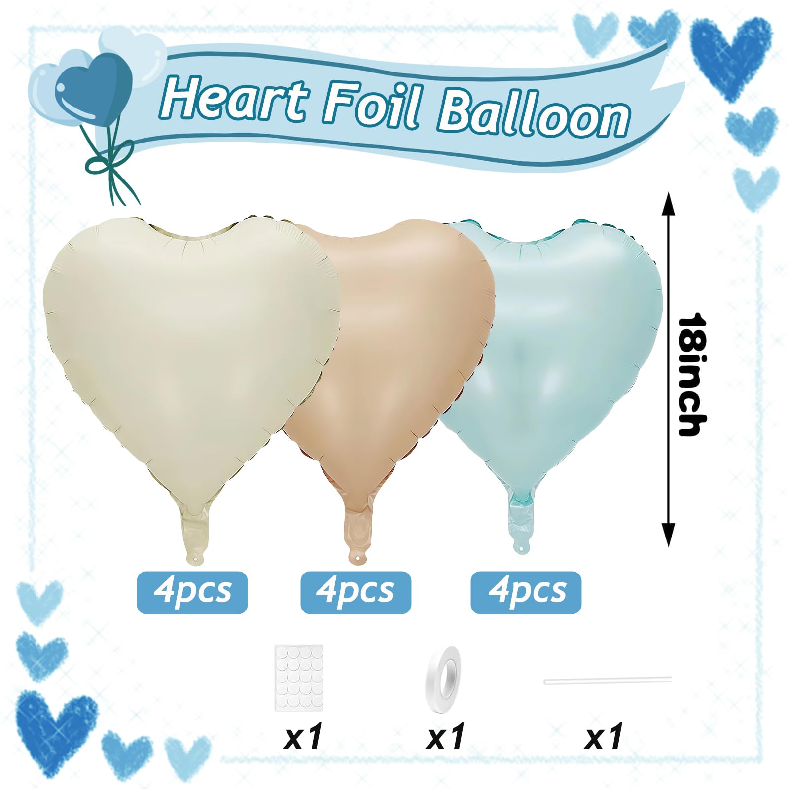 25 Stück Herz-Folienballons 18 Zoll (ca. 46 Cm) – Farbverlauf Blau, Für Helium Oder Luft, Perfekt Für Geburtstag & Valentinstag