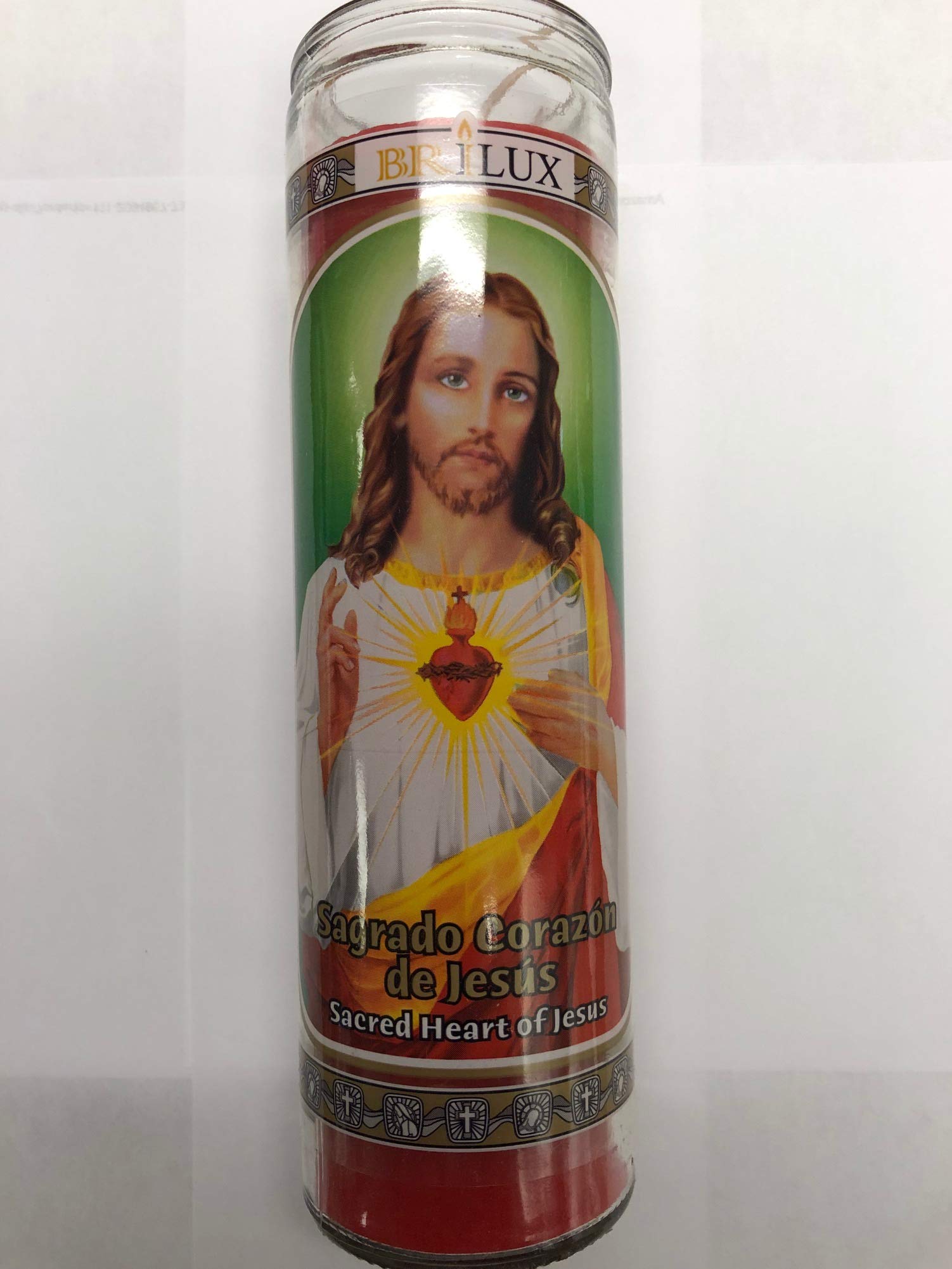 Sacred Heart of Jesus (Sagrado Corazon De Jesus) 7 Day Unscented Red Candle in Glass