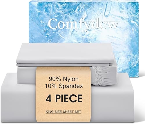 Comfydew Cooling Sheet Set 4 Pcs, King Size, Double Sided Bed Sheet for Hot Slee