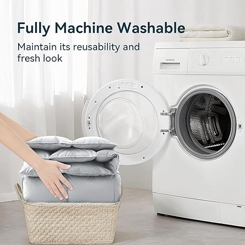 Miniatura 5 de WarmKiss Edredón de plumón tamaño individual, relleno de edredón suave y esponjoso para todas las estaciones, edredón de cama con relleno de plumas