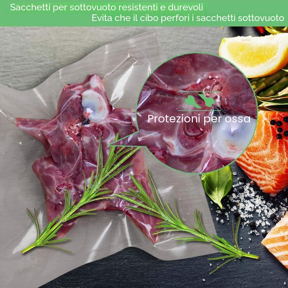 8 Rotoli (4)20X600cm e (4)28X600cm Buste Rotoli Sottovuoto Alimenti,Sacchetti Sottovuoto per Alimenti,Sacchi Sottovuoto Alimenti senza BPA