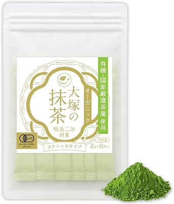 Organic Matcha Stick, Individually Packaged, High Quality, Organic, Made in Japan, Established in Meiji 2 Years, Otsuka Matcha, Powder, Additive-free, Pesticide-free, Matcha Sticks 0.07 oz 2 g x 6 Packs
