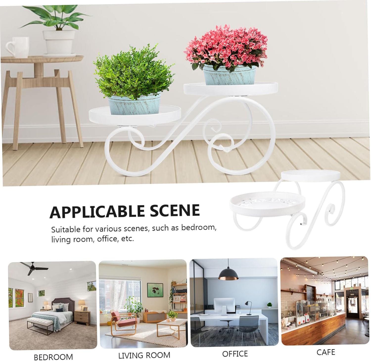 Floor Type Iron Flowerpot Rack for Indoor Home Decoration White image 3
