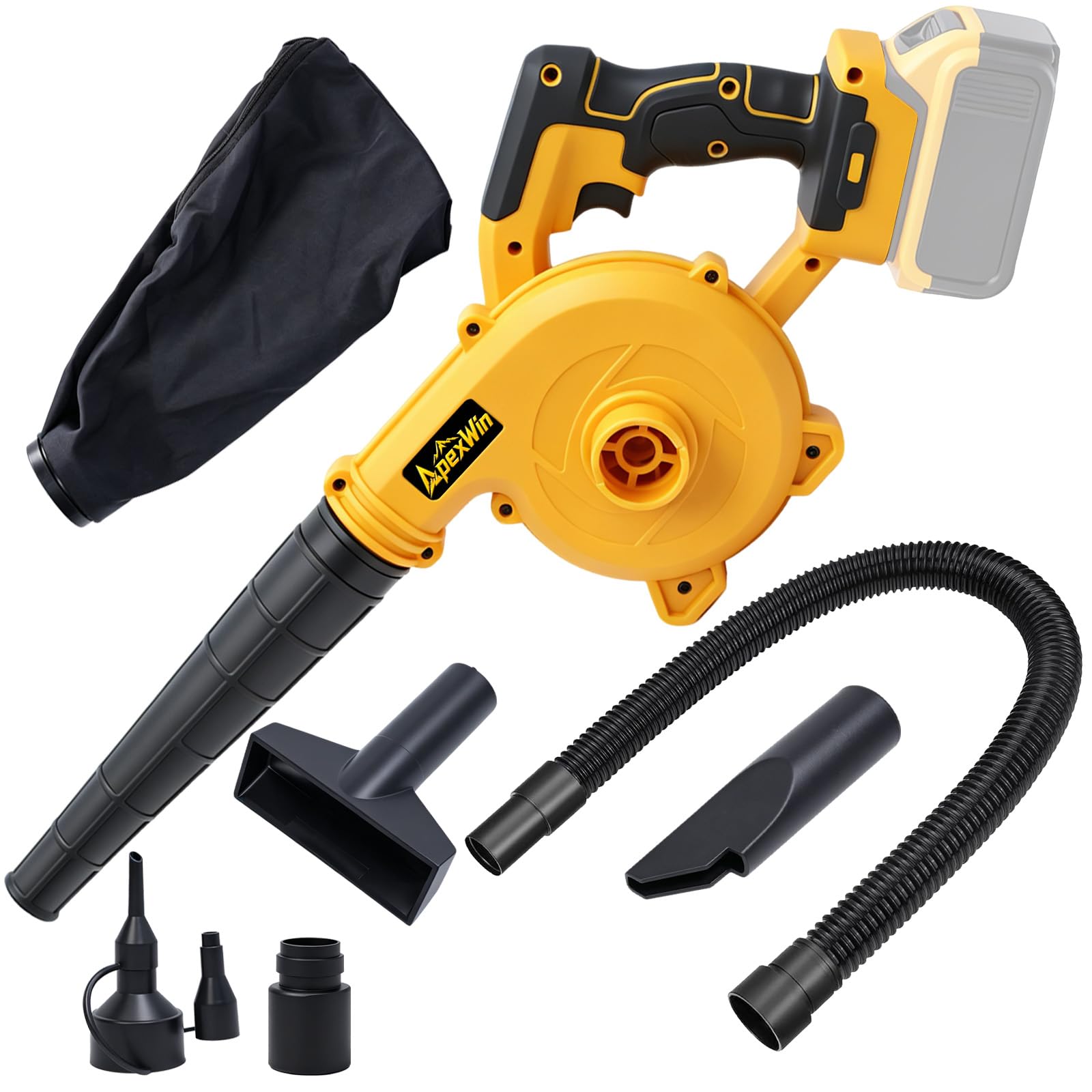 Cordless 2-in-1 Leaf Blower & Vacuum Cleaner,Brushless Motor, Stepless Variable Speed Up to 25,000 RPM, Jobsite Air Blower for DeWalt 20V MAX Battery,Lightweight for Garage Yard Workshop(No Battery)