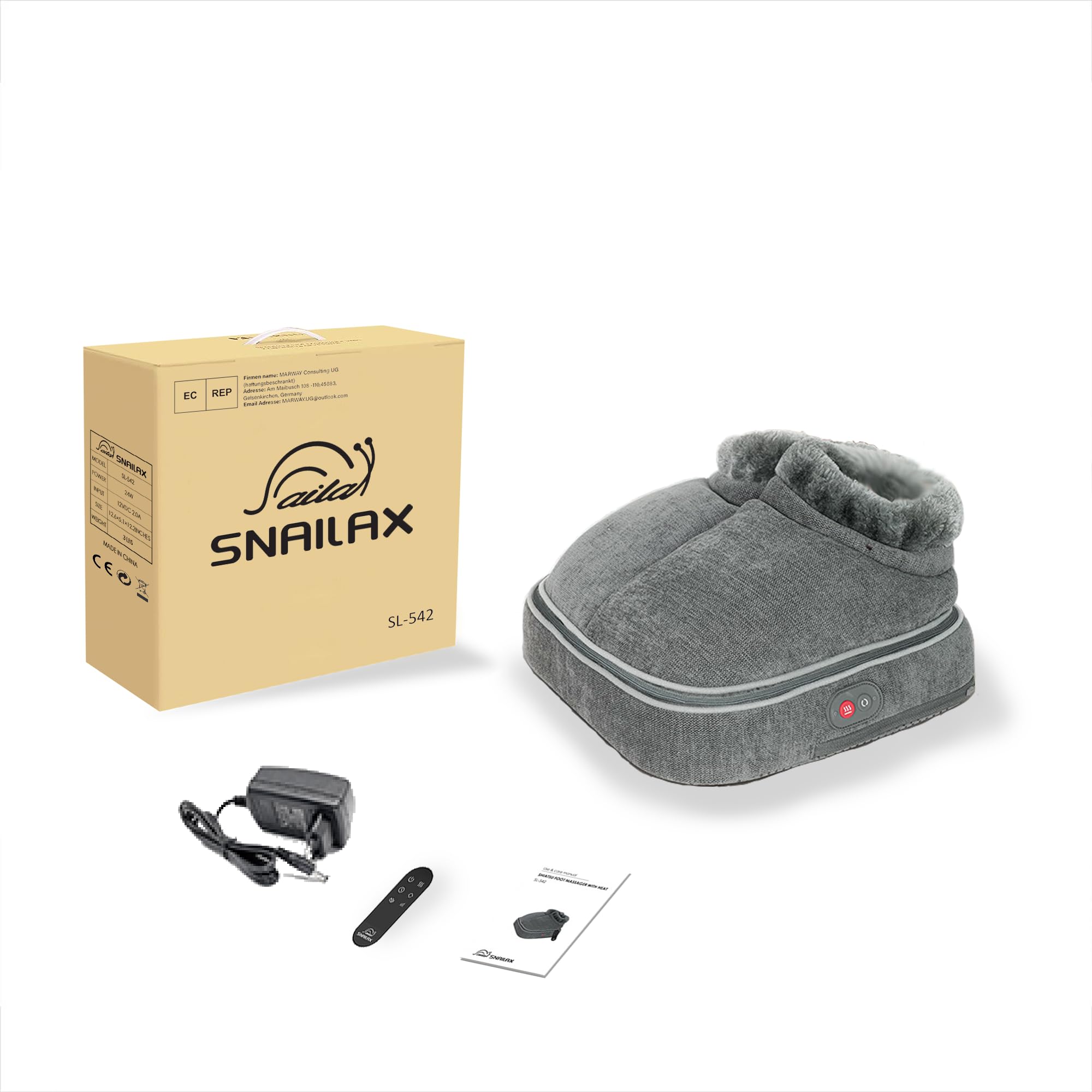 Snailax Shiatsu masajeador de pies con calor, masajeador de pies eléctrico con masaje amasador 2 en 1, calentador de pies para relajación con mando a distancia, regalos para mujeres/hombres