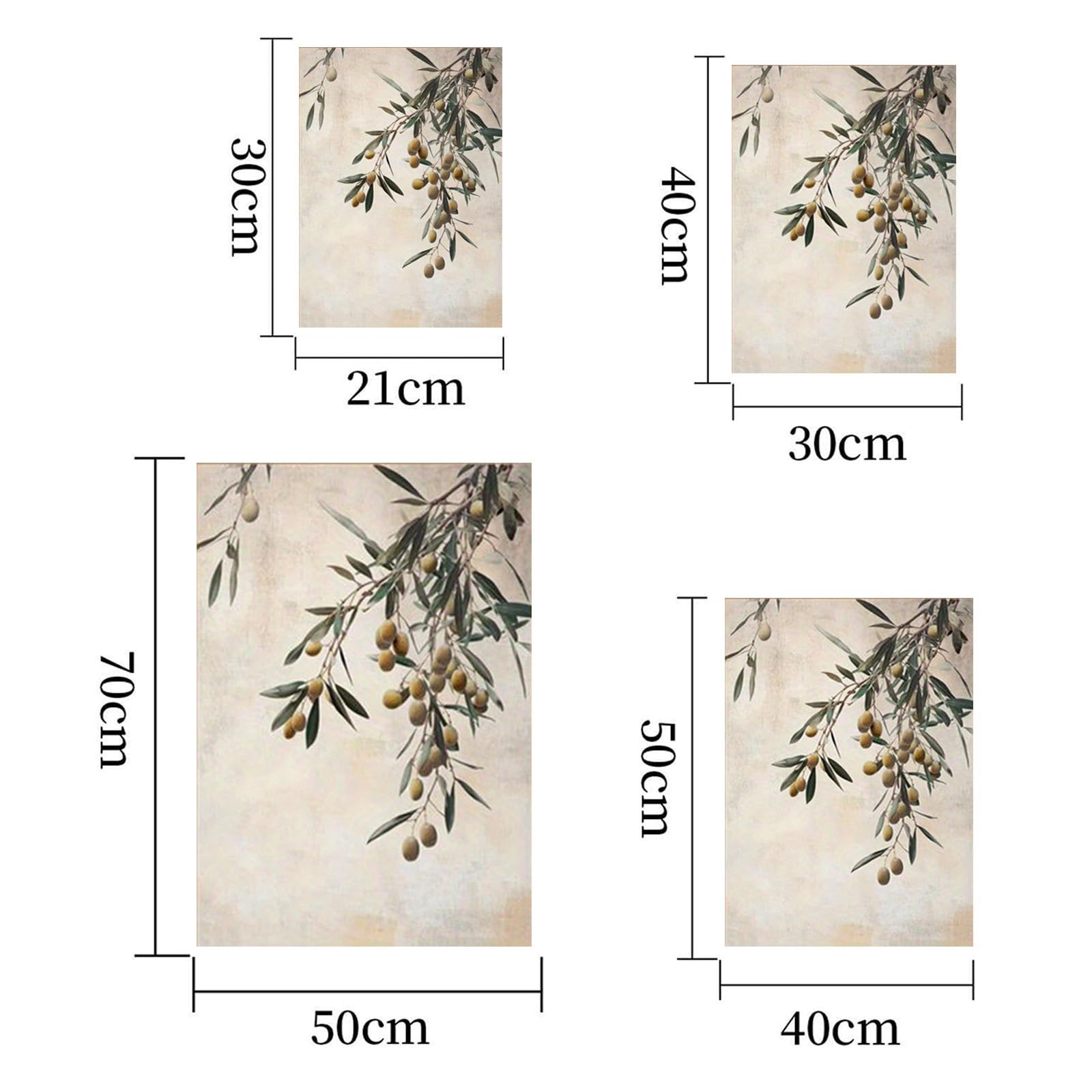 Set di 3 poster a tema ulivo con piante mediterranee, decorazione da parete bohémien, decorazione moderna per soggiorno e camera da letto, immagini senza cornice