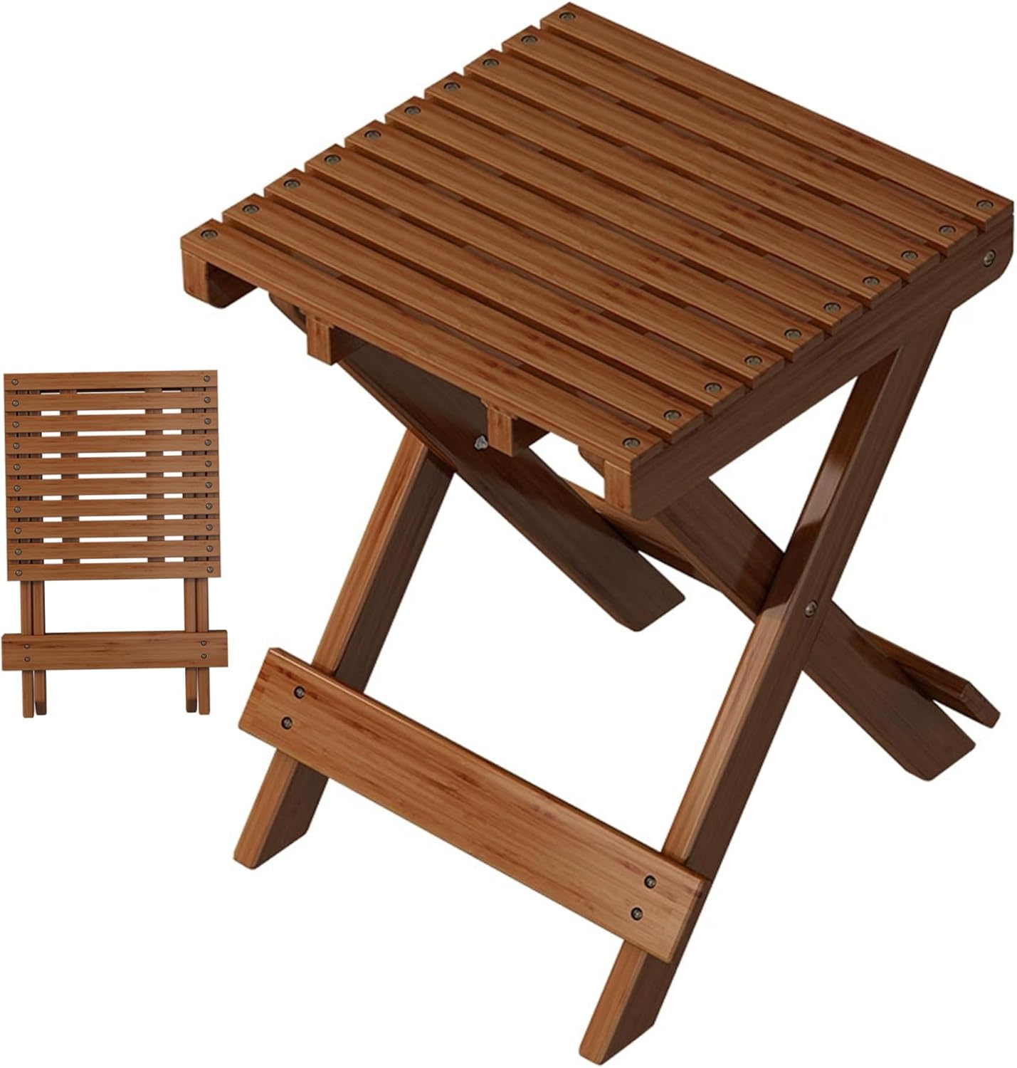 Folding Stool Wooden Collapsible with x-Shaped Feet Stable Strong Portable Small Chair for Picnics Crafts Camping, Foldable Stool