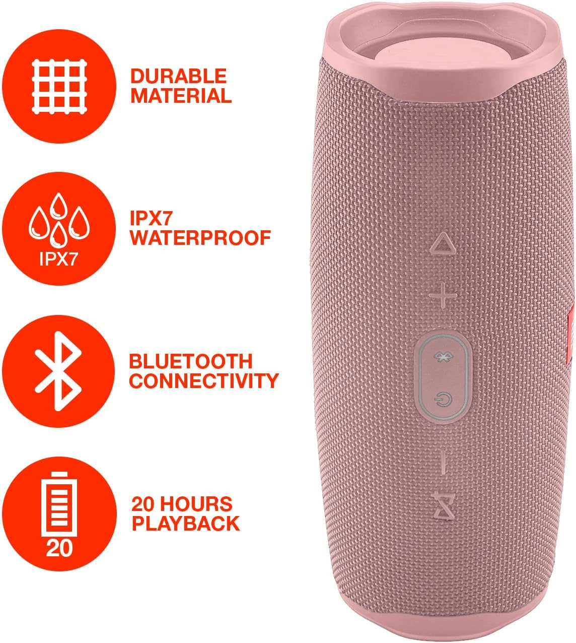 JBL Charge 4 Portable Waterproof Wireless Bluetooth Speaker Bundle with Boomph Portable Hard Carrying Protective Case - Pink