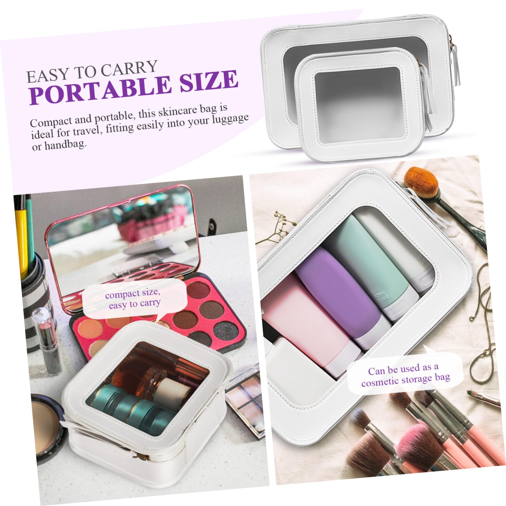 FOMIYES Borsa Cosmetica Trasparente con Cerniera, 2 Pezzi, per Viaggio e Utilizzo Quotidiano