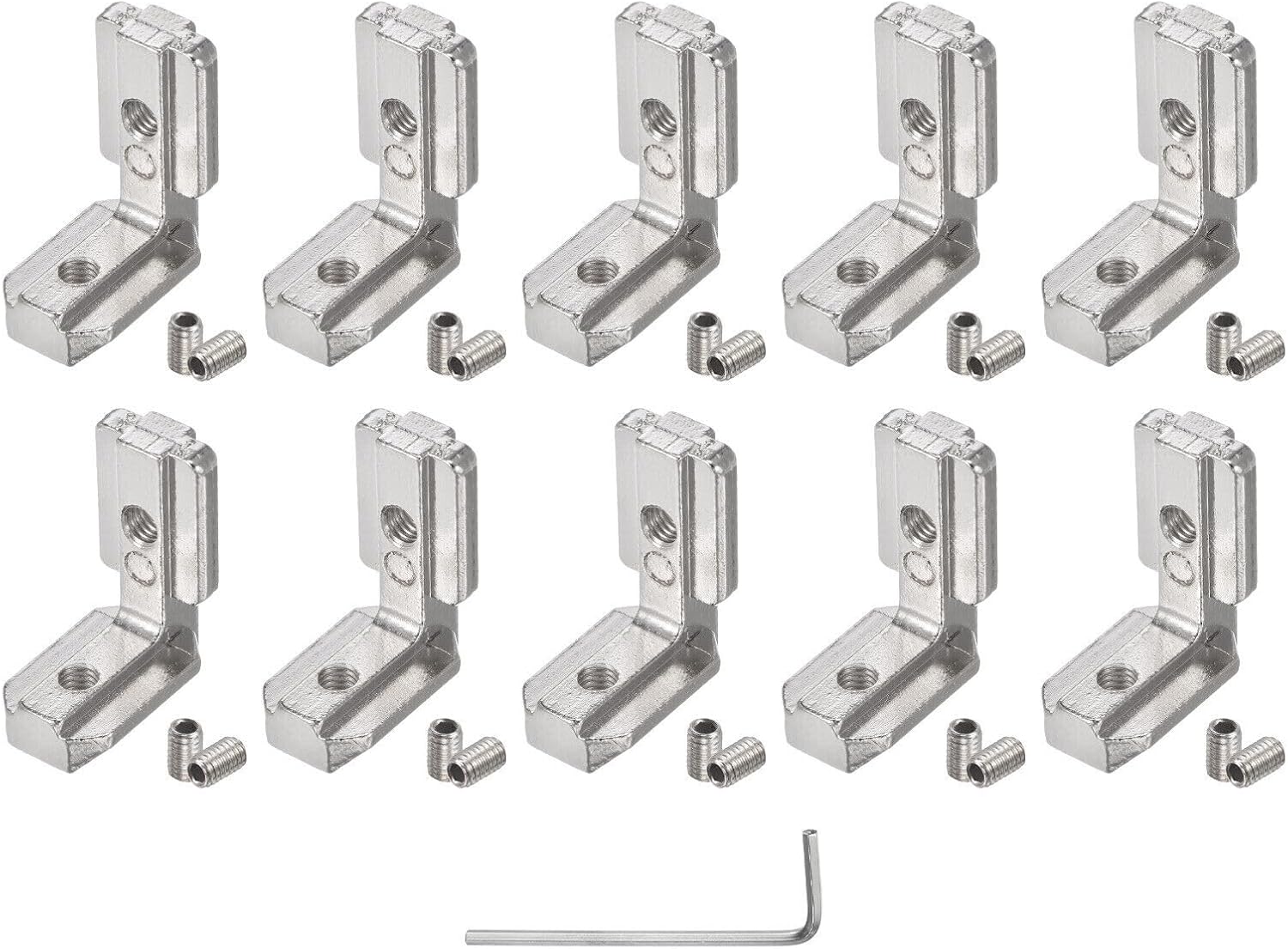Toolparts And Accessories 10Pcs T Slot L-Shape Interior Inside Corner Connector Screws And Wrench (#CN#130824-04249)