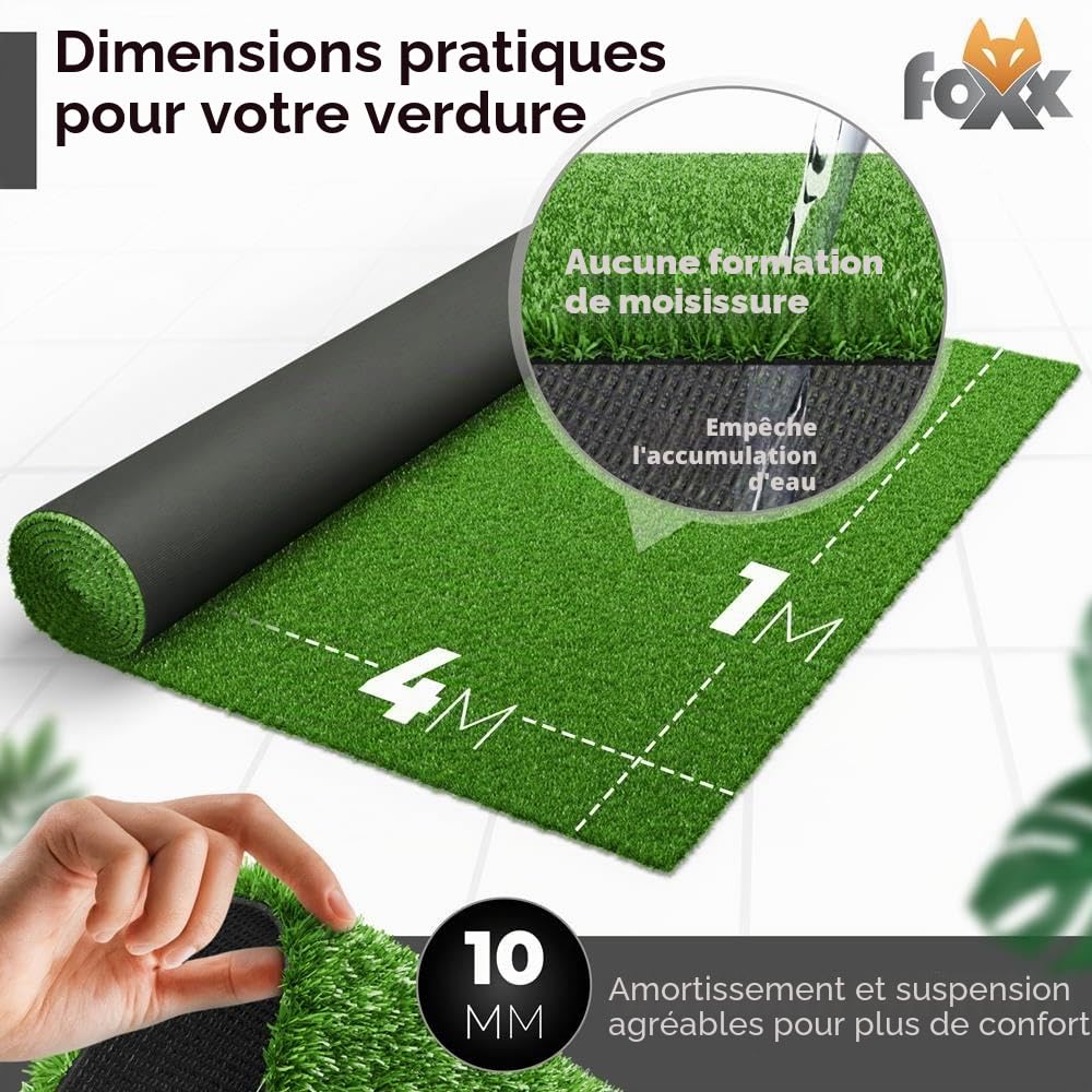Gazon artificiel 100 x 400 cm – Tapis d'extérieur résistant aux intempéries en vert pour balcon, terrasse et jardin | Tapis robuste comme alternative à la pelouse