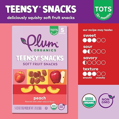 Miniatura 4 de Plum Organics Teensy Fruits, melocotón, 1.75 onzas (paquete de 8)