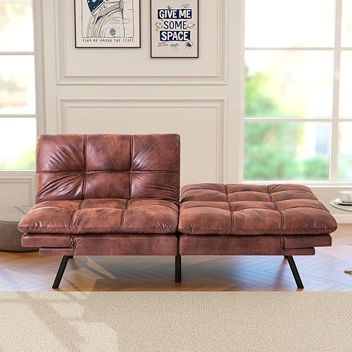 Miniatura 6 de Opoiar Futón, sofá cama convertible, moderno sofá cama de dos plazas, sofá biplaza plegable, sofá cama, futón, reposabrazos y respaldo ajustables,