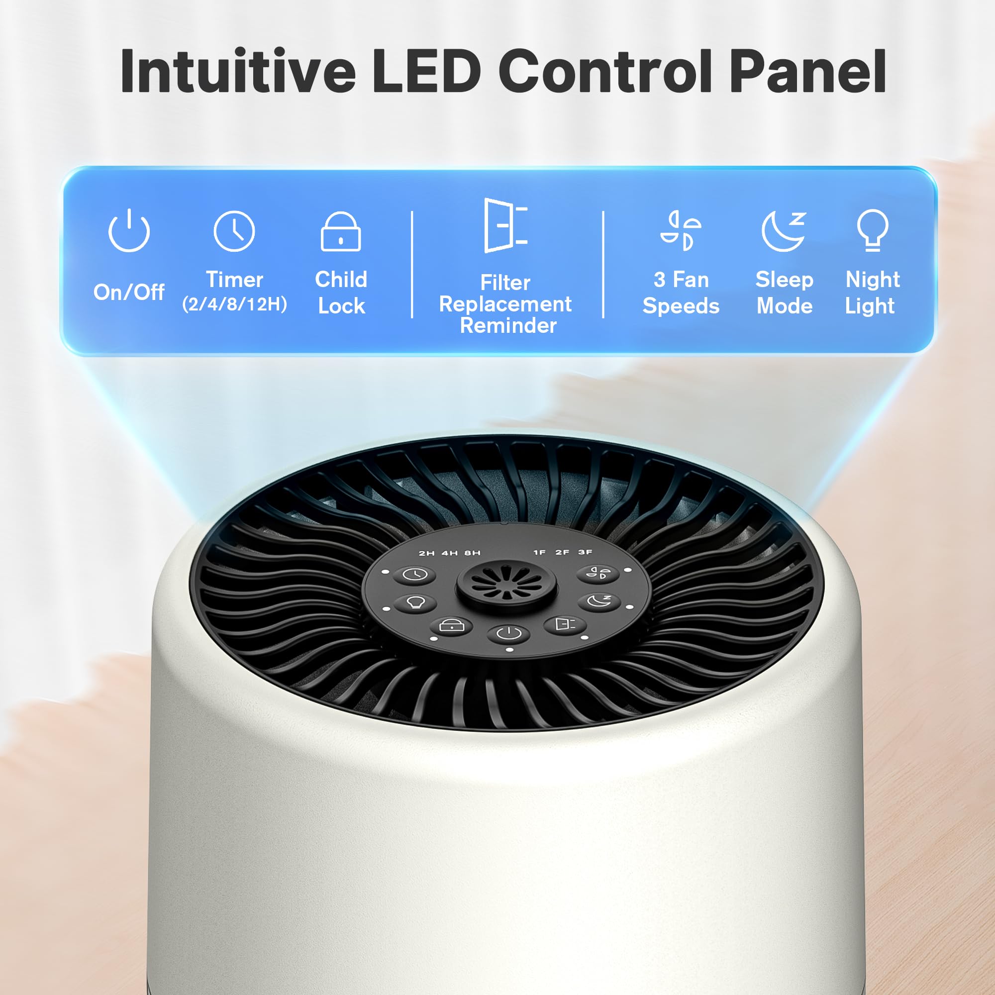 CHIVALZ Piccolo purificatore d'aria 2588 crema con filtro di ricambio standard, purificatore d'aria HEPA portatile, 1 confezione