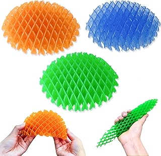 لعبة فيدجيت مرنة كبيرة قابلة للضغط، لعبة ديكور بتصميم مرن لطيف أخضر، ألعاب مقاومة للتوتر والقلق للكبار، لعبة فيدجيت حسية غريبة لتخفيف التوتر، لعبة محمولة للبالغين والأطفال - عبوة من 3 قطع