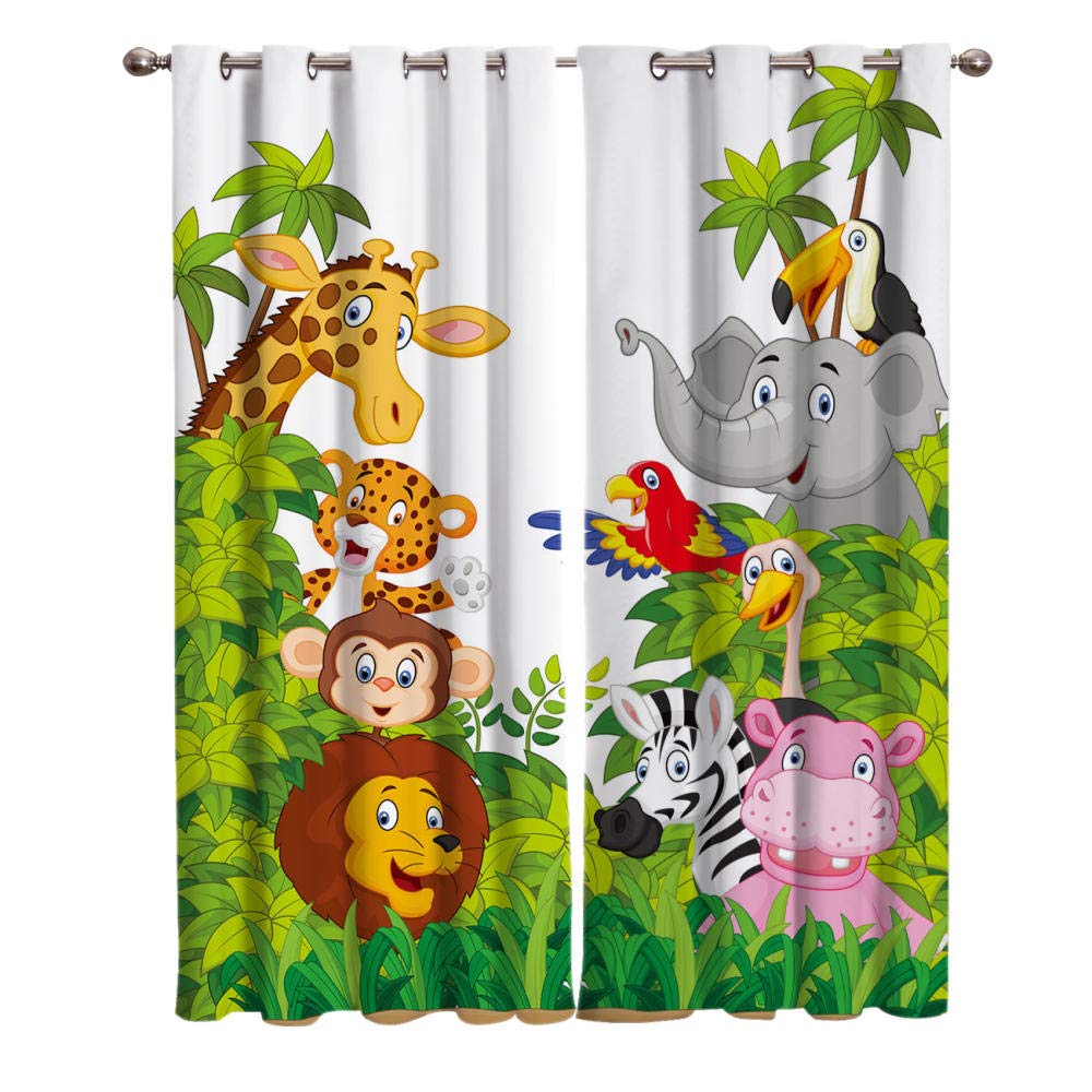 Rideaux enfants girafe lion de la jungle en 3D occultants et isolants pour salon et chambre