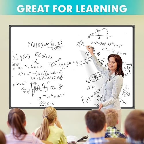 Miniatura 5 de JILoffice - Pizarrón magnético blanco, borrado en seco, de 122 x 91 cm, marco de aluminio negro, para montar en la pared, para oficina, hogar y