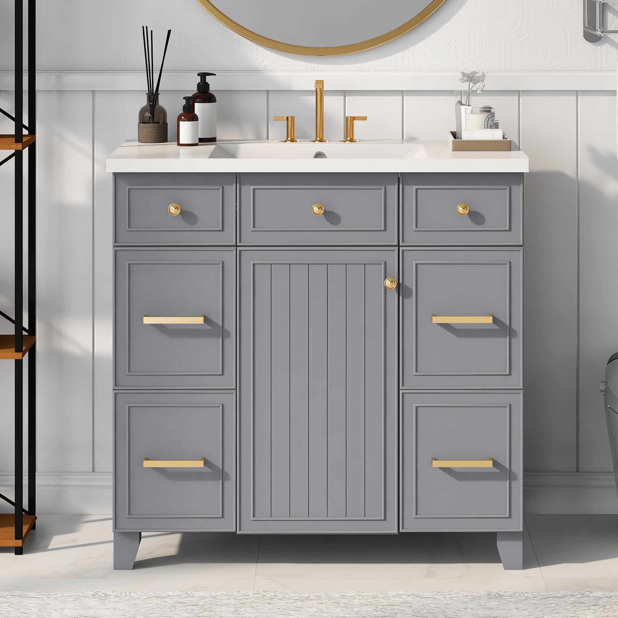 Amazon.com: SONGG 36" Bathroom Vanity Combo w/Single Ceramic Sink ...
