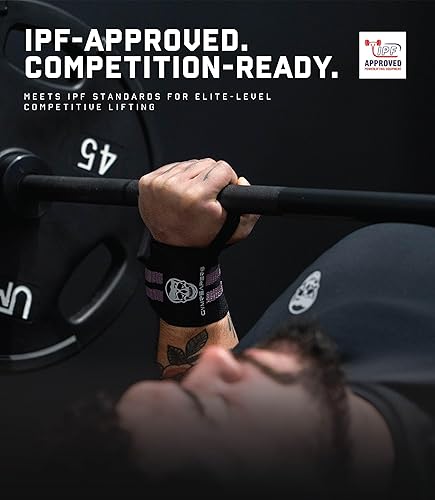 Miniatura 4 de Gymreapers - Muñequeras de halterofilia, profesionales, con presilla de pulgar resistente para competición de levantamiento de pesas, entrenamiento