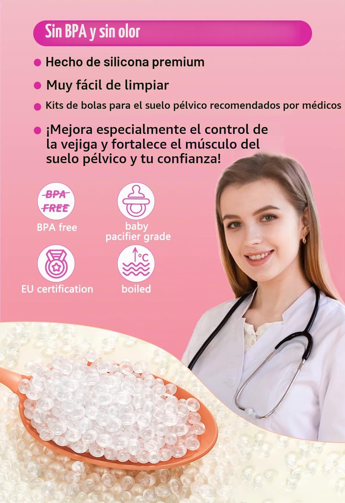 Smart Bolas con APP y Control Remoto, Ejercitador Suelo Pelvico para Mujer, Bolas de Silicona Bluetooth con Mando a Distancia para Fortalecer el Control de la Vejiga: Principiantes a Avanzados