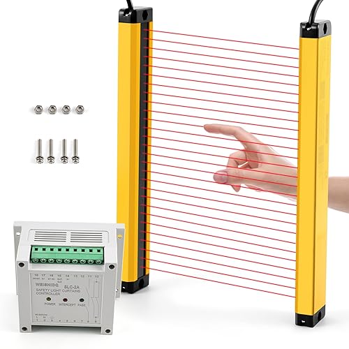 CGOLDENWALL Cortinas de luz de seguridad ultrafinas de 0.472in, pantalla de luz, sensor infrarrojo, rejilla de seguridad, protector fotoeléctrico,