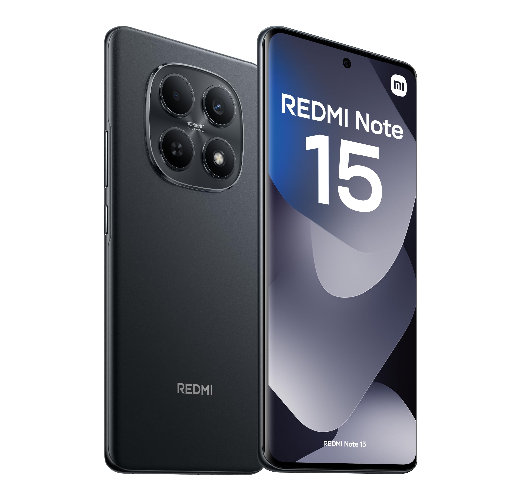 XIAOMI REDMI Note 15 - Smartphone de 8+​256GB, Pantalla AMOLED FHD+ de 6,​77", MediaTek Helio G100-​Ultra, cámara de 108MP, batería de 6000 mAh, Cargador no Incluido, Negro (Versión ES)