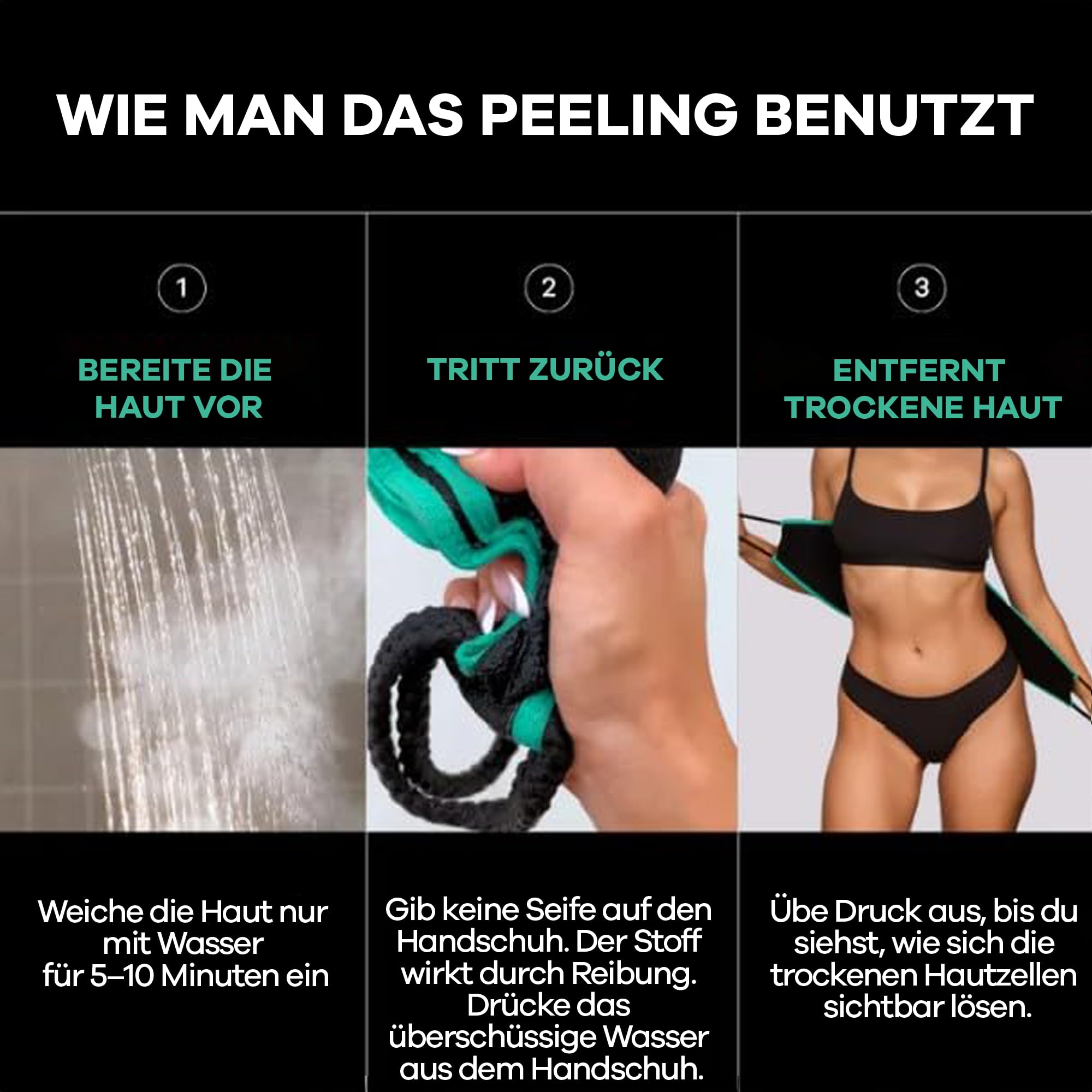 Dermasuri Tiefenpeeling-Rückenschrubber – Peeling-Badetuch – Duschschwamm Mit Zwei Texturen – Wiederverwendbarer Körperschrubber – Geschenk für Männer und Frauen – 27" lang, 8" Breit