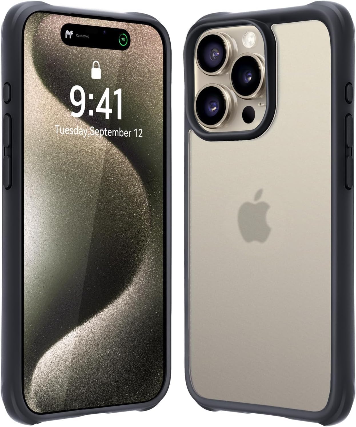 Mkeke for iPhone 15 Pro Case,[Not Yellowing] [Military Grade Protection] Shockproof Phone Case for Apple iPhone 15 Pro 2023 Black