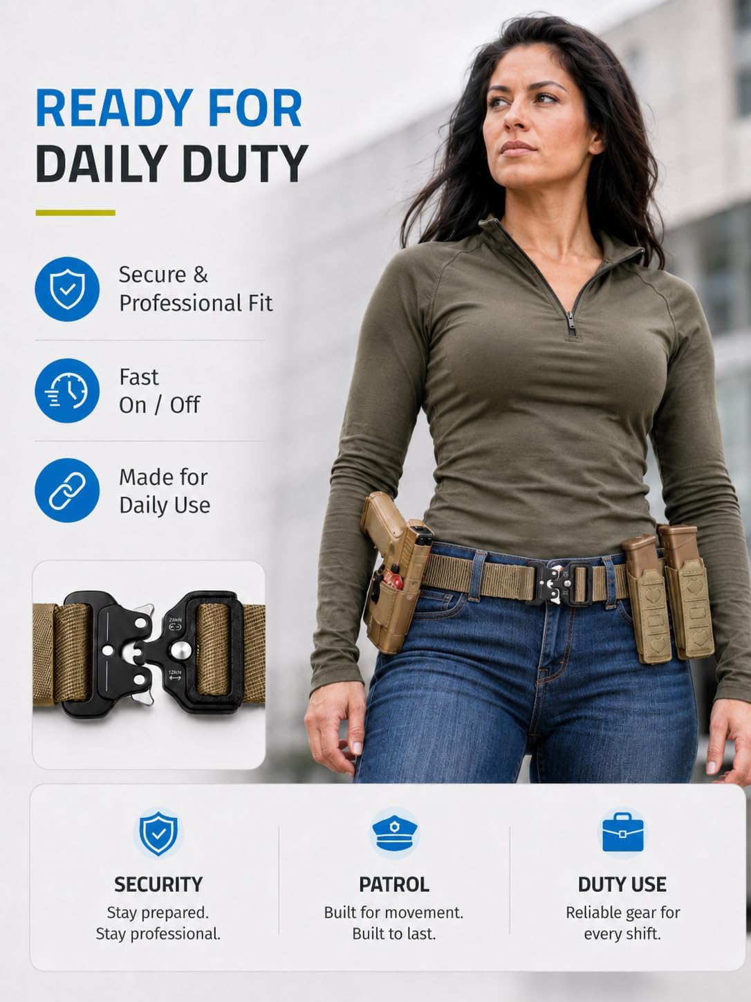Mens Belt, Tactical Military Utility Rigger Work 1.25 Inch Belts for Men Women with Quick Release Buckle