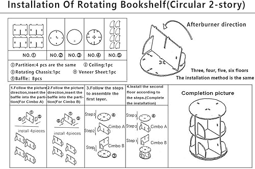 Miniatura 5 de YQSDG Estantería giratoria de 360 grados de madera para niños y adultos, organizador multifuncional (2 niveles)