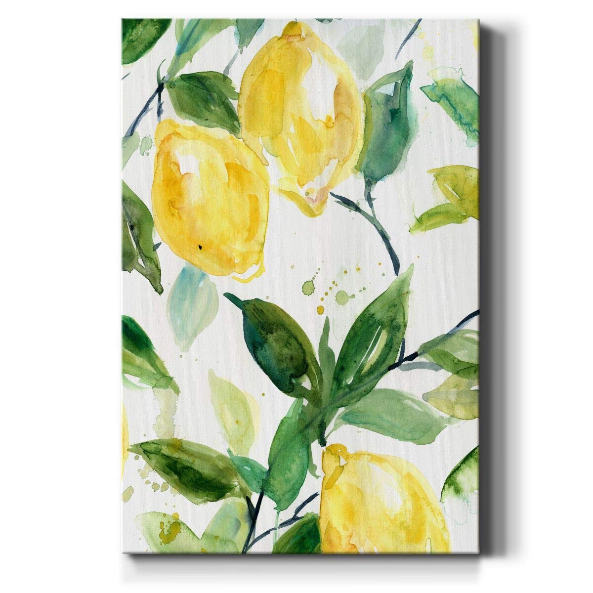 Renditions Gallery Canvas Wall Art Hanging Prints for Home Green Branches of Yellow Lemon Citrus Fruit Abstract Paintings for Living Room Wall