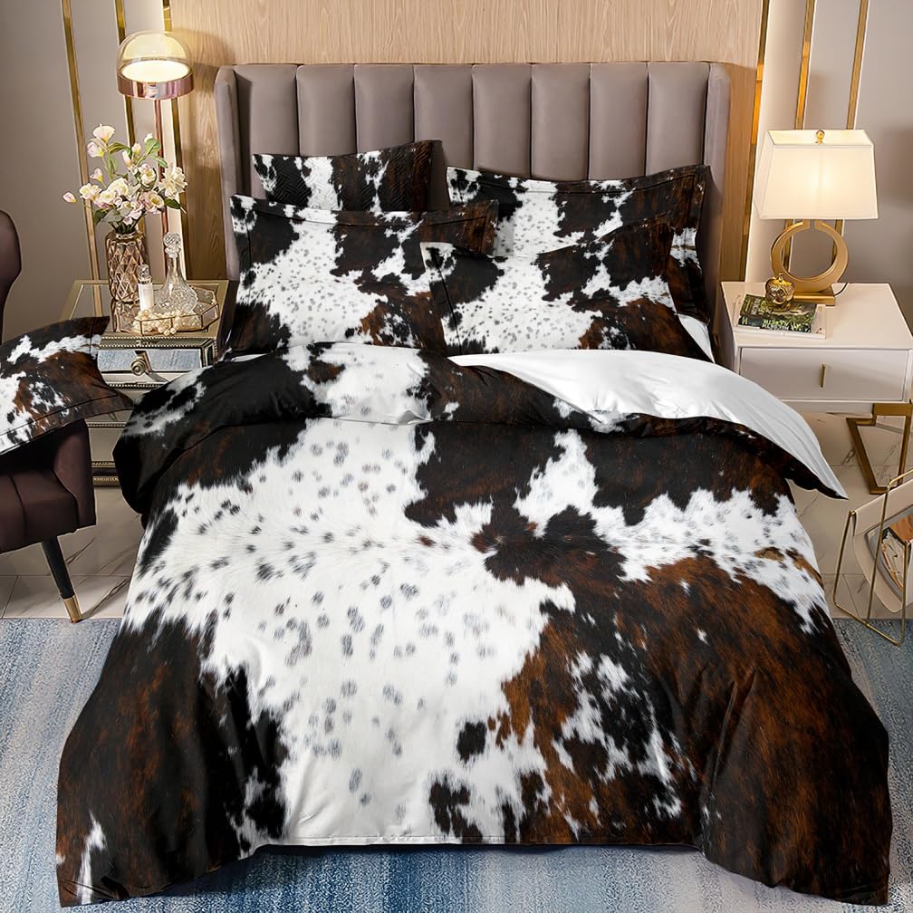Juego de Funda nórdica Piel de Animal Tigre Piel Leopardo Cuero de Vaca Cebra Estampado Juego de Cama Marrón Gris Negro Funda de edredón (Estilo 2, 220x240 cm - Cama 150 cm)