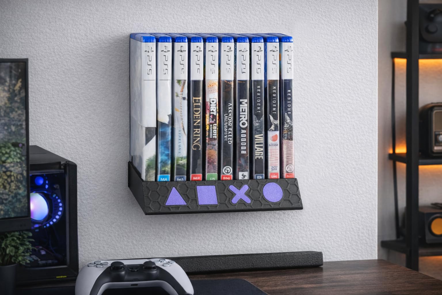 Uniwersalny stojak na płyty CD PS5/PS4 na biurko i ścianę do gier na PlayStation, wielofunkcyjny organizer na płyty z grami, łatwy montaż, oszczędność miejsca, stylowy design, uchwyt na dyski