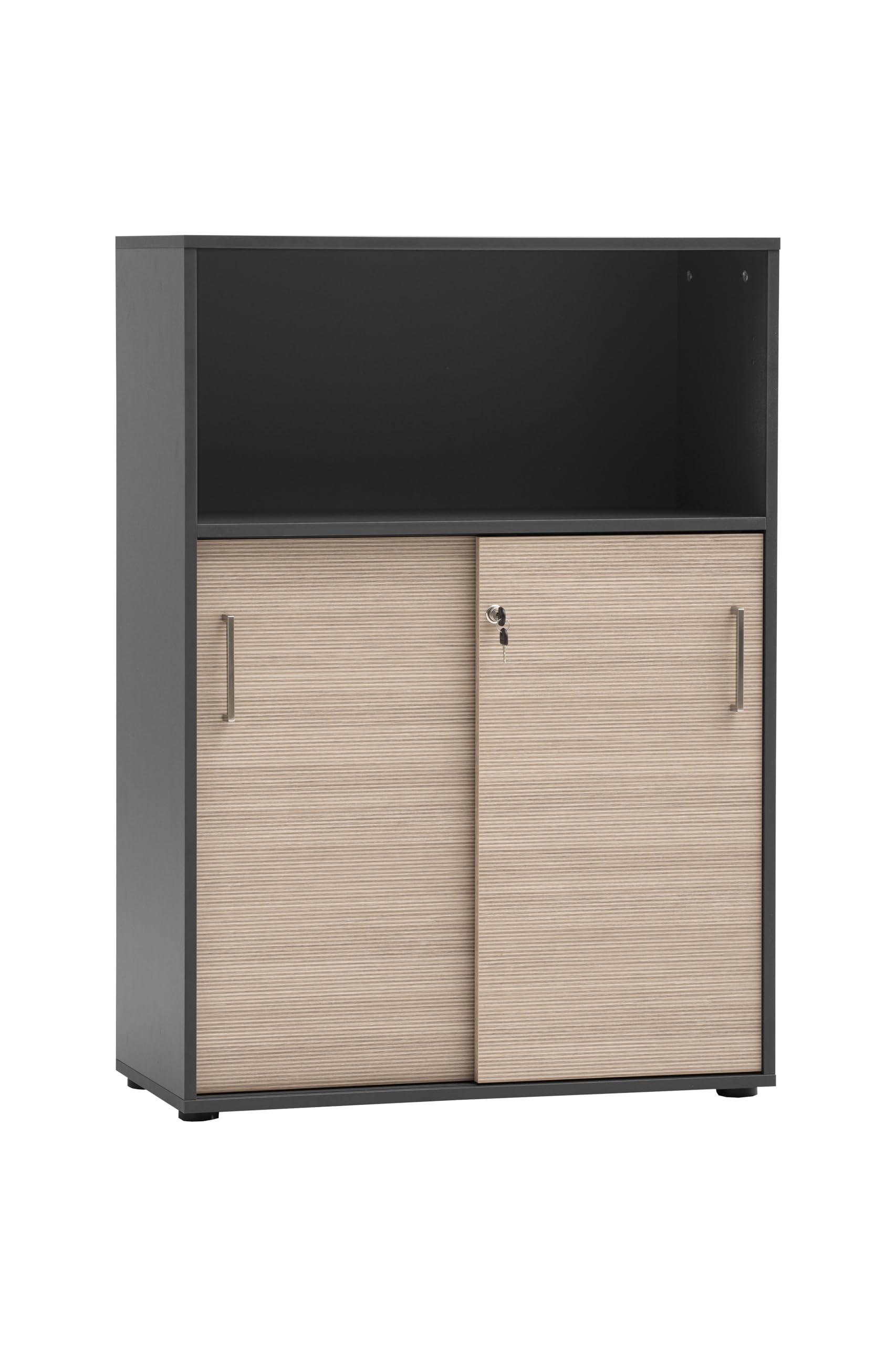 Schildmeyer Aktenschrank Metz 702093, abschließbar, anthrazit/Canello Eiche Dekor, 80 x 38,2 x 113,4 cm