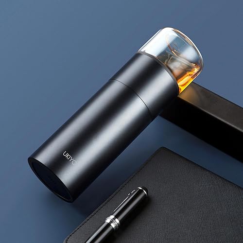 Miniatura 9 de Ukiyo Steel - Botella infusora de té y frutas de acero inoxidable y vidrio de alta calidad, vaso de viaje con filtro de acero inoxidable