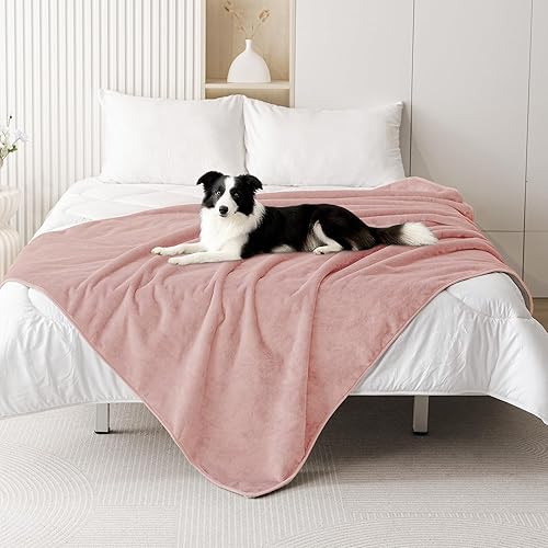 Miniatura 12 de Smiry Manta de cama impermeable para perro, manta a prueba de fugas para cama y sofá, reversible, de forro polar sherpa, funda protectora de muebles